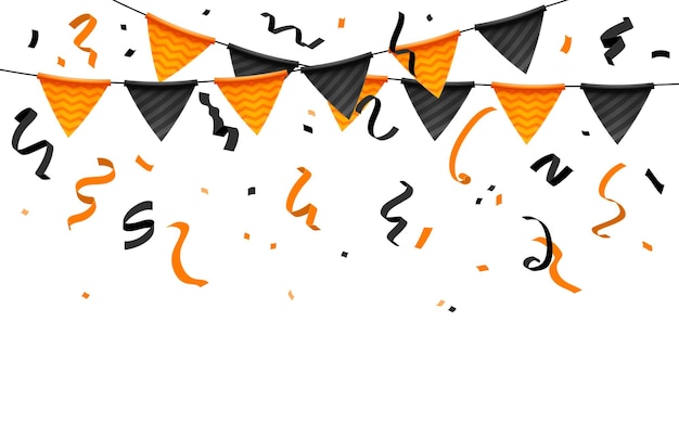 Een feestelijke halloween krans vlaggen confetti het levendige ontwerp