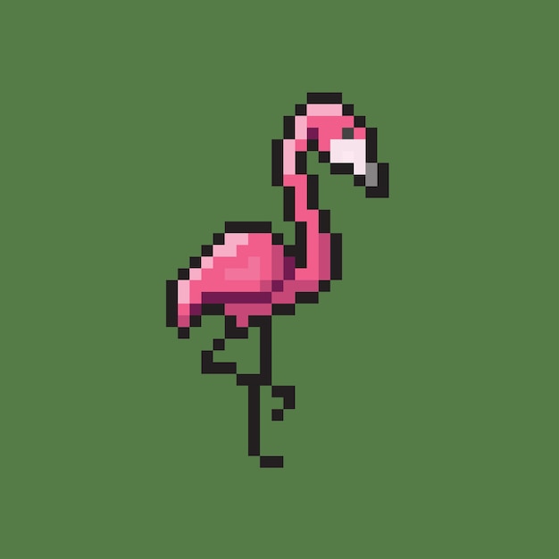 een flamingo in pixelart-stijl