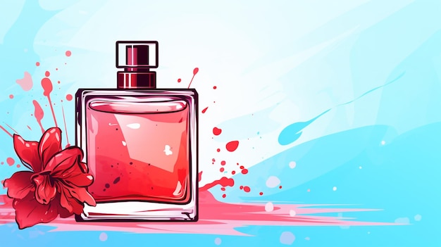 Vector een fles parfum met een roze achtergrond