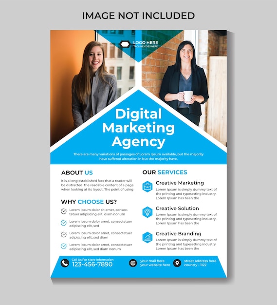 Een flyer voor een digitaal marketingbureau.