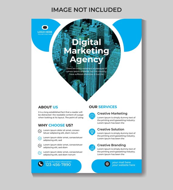 Een flyer voor een digitaal marketingbureau.