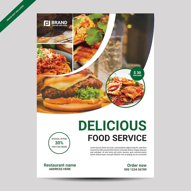 Een flyer voor een foodservice genaamd delicious foodservice