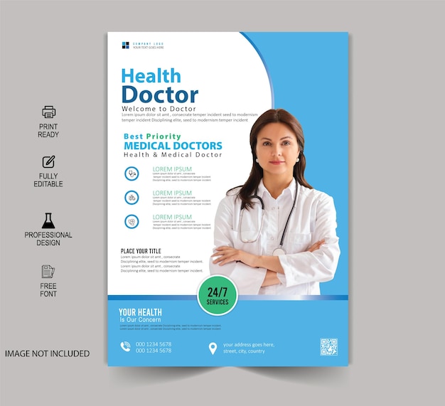 Een flyer voor een gezondheidsarts met een vrouw erop