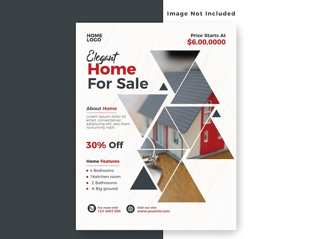 Een flyer voor een huis dat te koop staat
