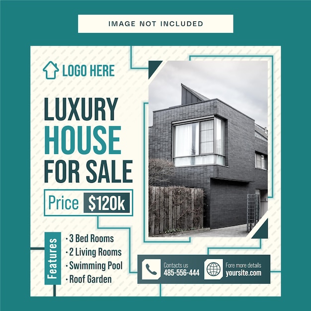 Een flyer voor een luxe huis te koop