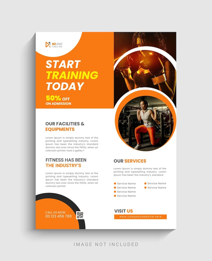 Vector een flyer voor een sportschool met de woorden: start vandaag met trainen