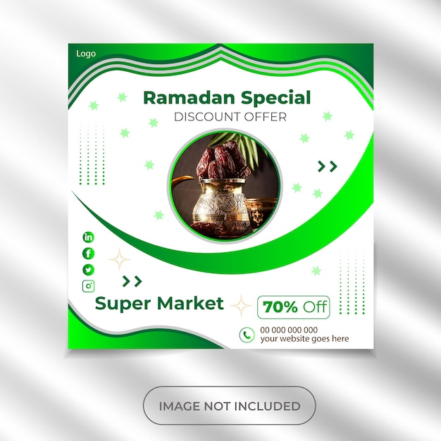 Een flyer voor Ramadan speciale kortingen voor de supermarkt