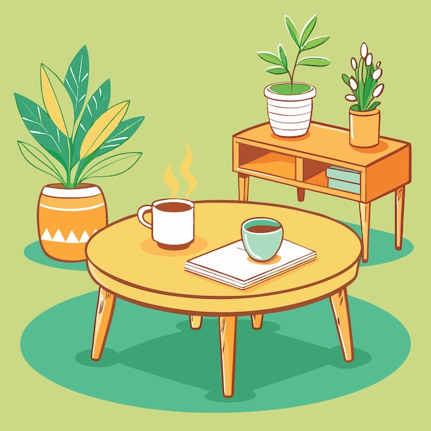 een foto van een koffietafel met een kop koffie en een boek erop