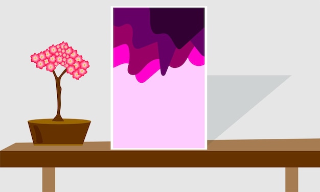 Vector een foto van een plant met een roze bloem in de hoek