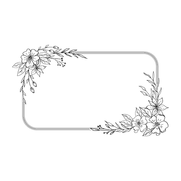 Een frame met bloemen en bladeren.