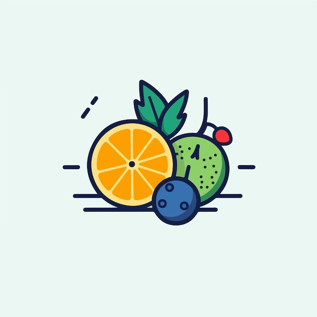 Een fruitpictogram met een blauwe achtergrond