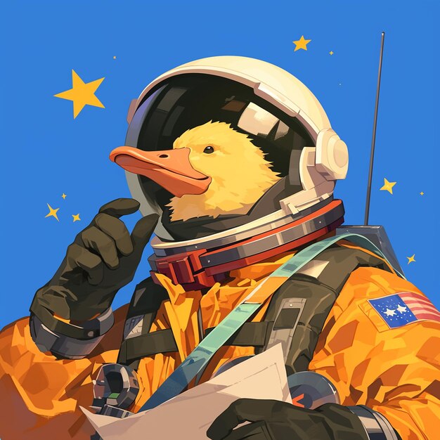 Een gans astronaut cartoon stijl