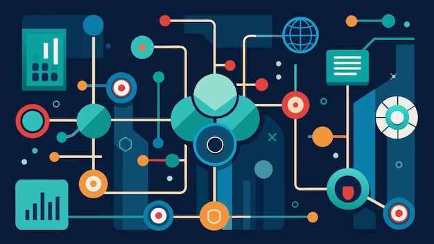 Vector een gedetailleerde opname van een digitale weergave met complexe algoritmen en moleculaire structuren