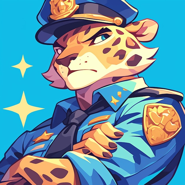 Een gedurfde leopard politie cartoon stijl