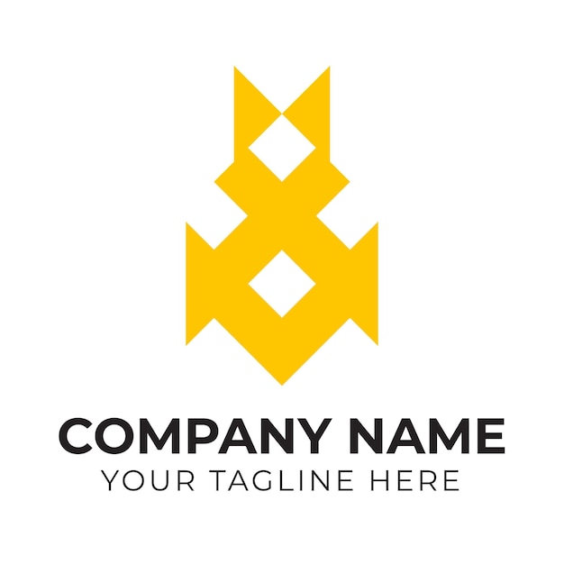 Een geel logo met een letterlogo voor een bedrijf genaamd company name your tag here