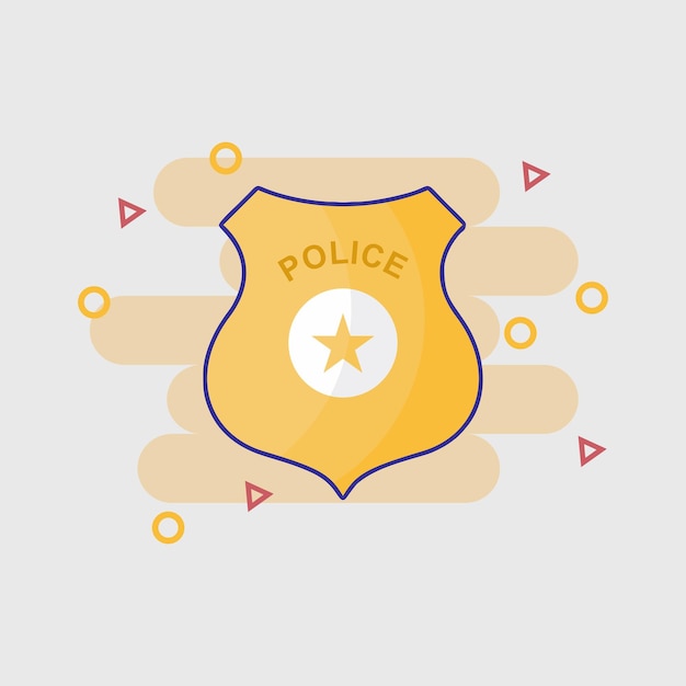 Een gele badge met het woord politie erop.