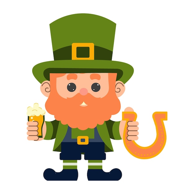 Een gelukkige Ierse Leprechaun op een geïsoleerde achtergrond Vector illustratie St Patrick's Day