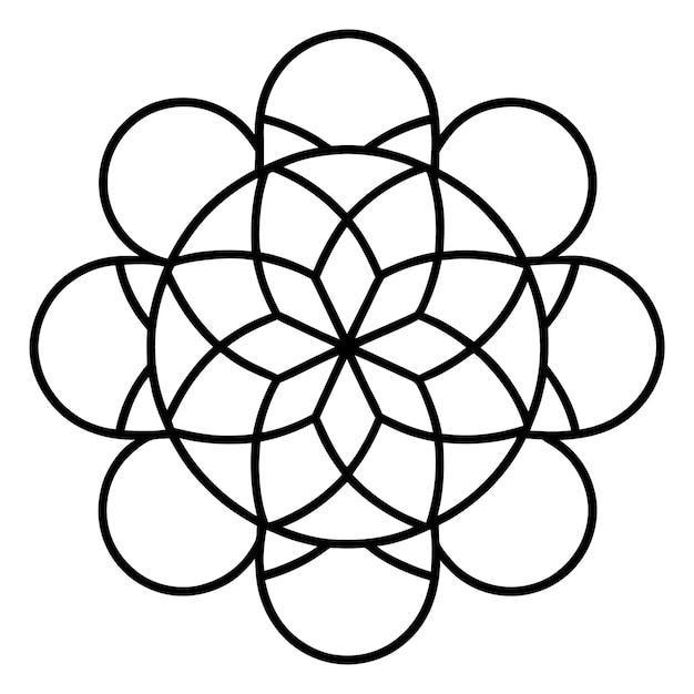 Een geometrisch ornamentontwerp met met elkaar verweven vierkanten en cirkels creëert een evenwichtig patroon