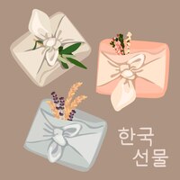 Vector een geschenkzakje ter herdenking van koreaanse traditionele feestdagen, lunar new year's day en chuseok holiday