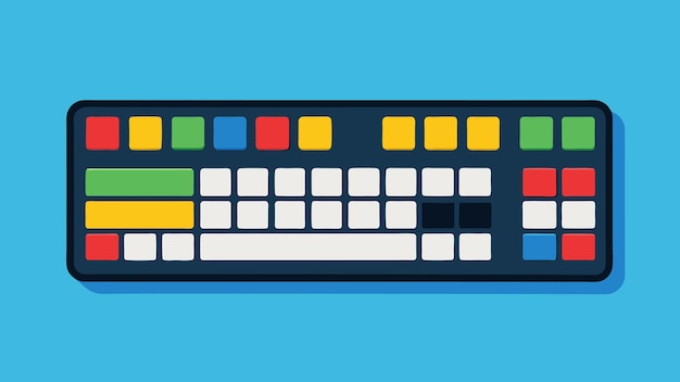 Vector een gespecialiseerd toetsenbord met vergrote en gekleurde toetsen om personen met fijne motoriek en