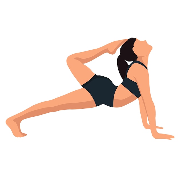 Vector een gezichtsloos meisje doet yoga het concept van een gezonde levensstijl geïsoleerd object op een witte achtergrond vector afbeelding