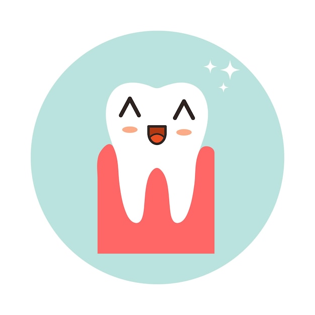 Een gezonde tand met de emotie van kawaii Hygiëne het concept van gezondheidszorg Vectorillustratie