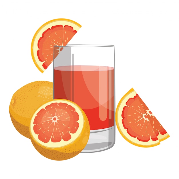 Vector een glas vers grapefruitsap. vitamine verfrissende cocktail met fruit.