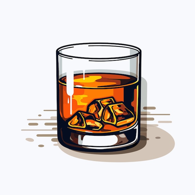 Vector een glas whisky met een schijfje citroen erin.