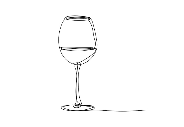 Een glas wijn met een stijlvectorillustratie