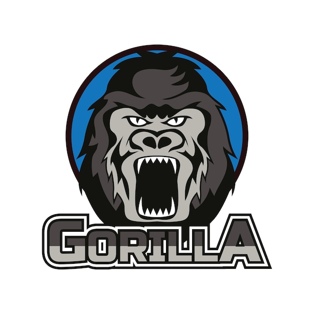 Een gorilla-mascotte-logo met het woord gorilla erop