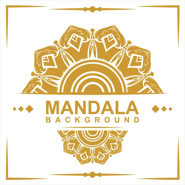 Een gouden en wit bord dat mandala-achtergrond zegt.