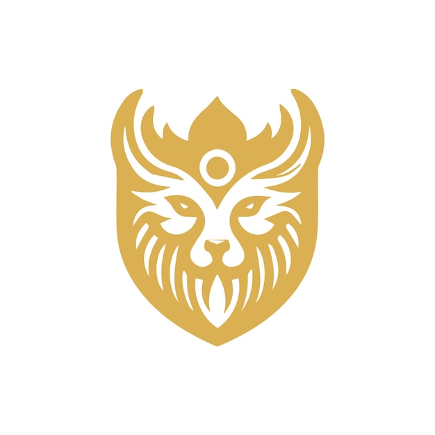 een gouden leeuwshoofd met een symbool van een oog en een leeuwehoofd