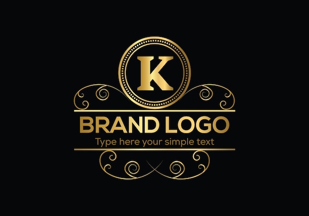 Een gouden logo met het k-logo