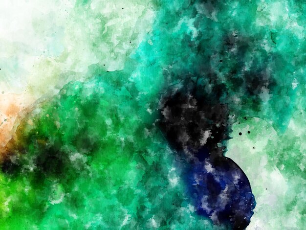 Een groen en blauw schilderij van een vrouw met een blauw gezicht en een blauw shirt