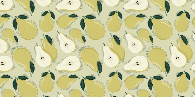Een groen en geel patroon met peren