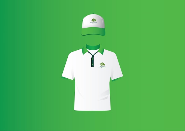 een groen en wit shirt met een groen logo en een witte pet