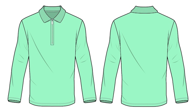 Vector een groen poloshirt met een kraag en een kraag.