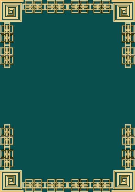 een groene achtergrond met gouden patronen en een gouden ornament