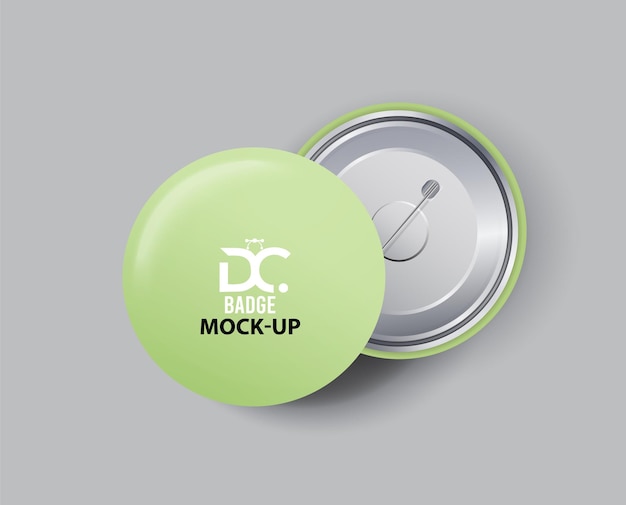Een groene badge-mock-upknop met de tekst badge-up.