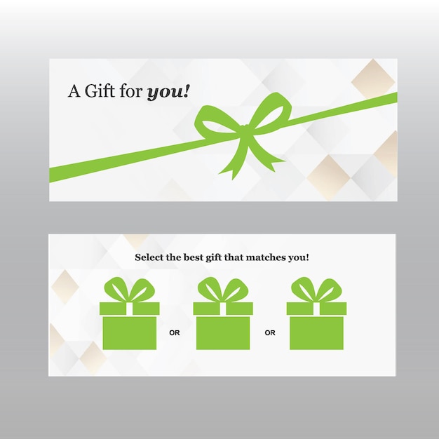 Een groene cadeaukaart met de tekst "een cadeau voor jou!"