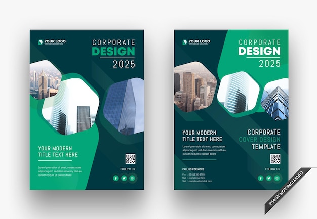 Een groene en blauwe huisstijlbrochure