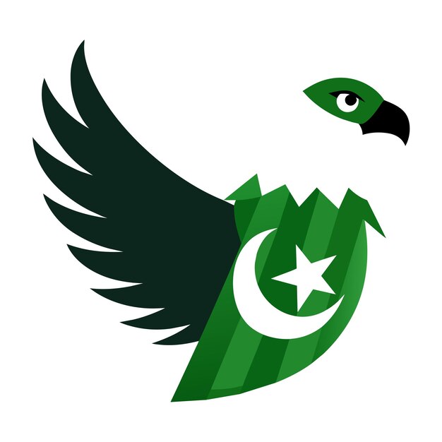 een groene vogel adelaar Pakistaanse vlag met een witte ster op zijn vleugel