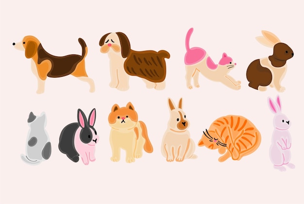 Vector een groep honden en katten wordt getoond met een van hen als hond.