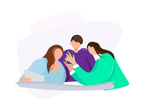 Een groep vrienden om te chatten en te begroeten wanneer verbonden met internet Groep mensen die online chatten Platte stijl cartoon illustratie vector