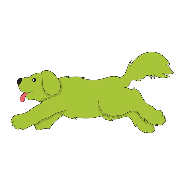 Vector een grote groene schattige hond loopt rond.