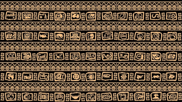 Een grote set bestaande uit de letters van het alfabet van de oude Maya-beschavingen