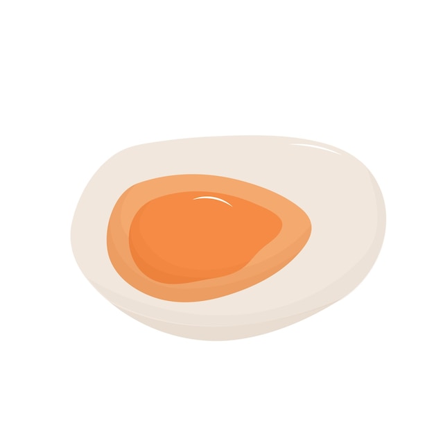 Een half gekookt ei platte vector geïsoleerd op een witte achtergrond