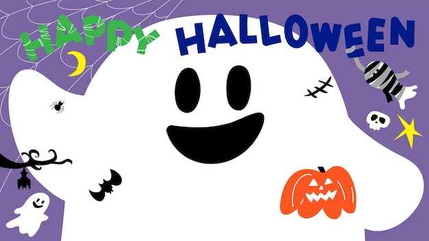 Vector een halloween-illustratie met een grote geest