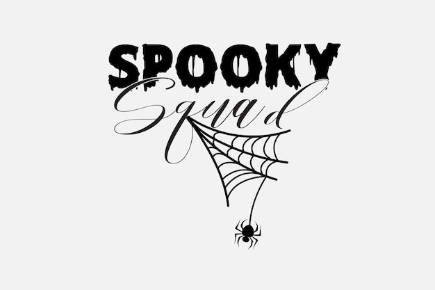 Een halloween-logo met een spin en tekst die griezelige ploeg zegt.