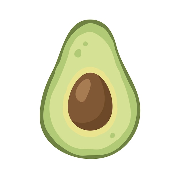 Een halve avocado met pit en vlees Rijp vers avocadofruit Gezond vegetarisch biologisch voedsel Vectorillustratie voor een gezonde levensstijl en goede voeding